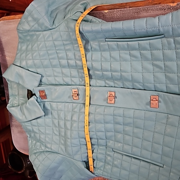 SienaStudio Turquoise Leather Jacket size Small - Picture 12 of 14